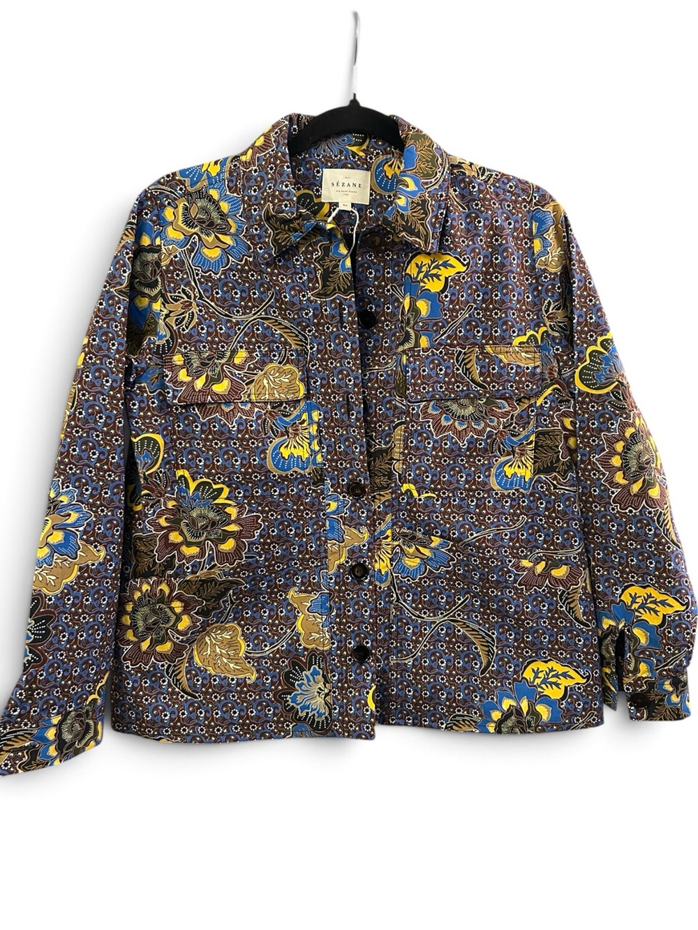 Sezane  MWOT WILL Jacket - Brown/Yellow/Blue Floral Oversized Chore Style XS